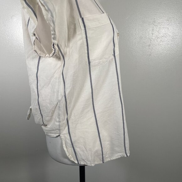 Lucky Brand Shirt Top Womens Small White Striped Cotton Collared Button Front - Picture 14 of 16